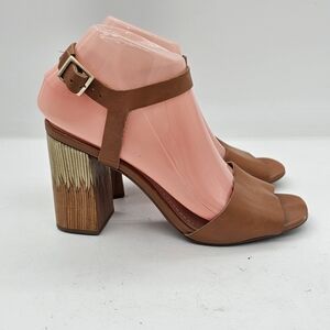 Mercanti Florentini Tan Beige Women's Block Heel Shoe Size 7